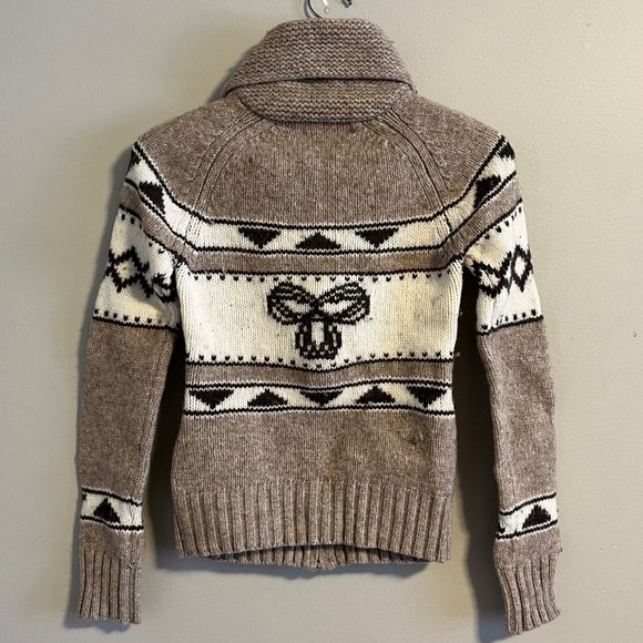 TNA Aritzia Tan Cowichan 100% Lambswool Zip Up Long Sleeves Sweater Cardigan - Picture 3 of 11